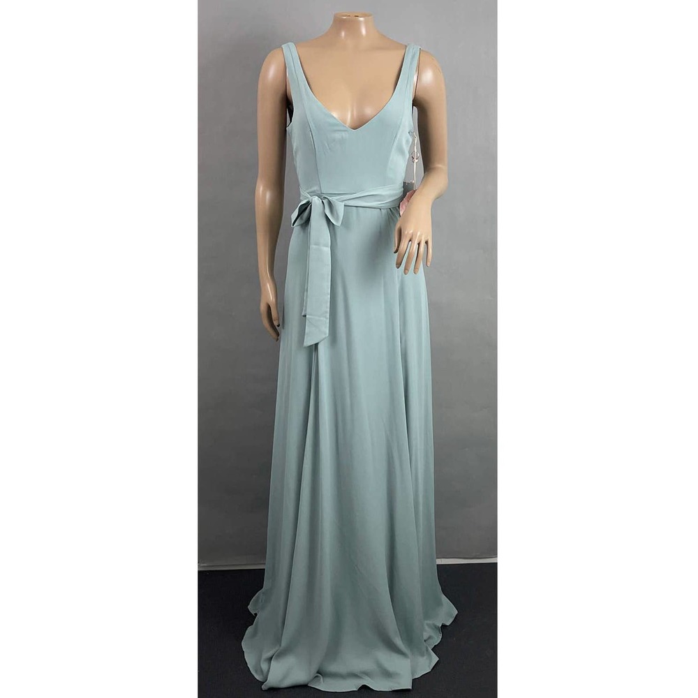 Show Me Your MuMu Dress Women XXS Jenn Maxi Green Silver Sage Crisp Wedding NWT